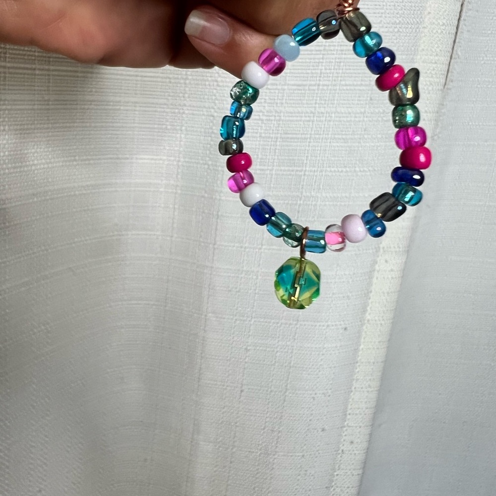 Colorful beaded bracelet and earrings set
